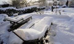 A garden in Bolton Percy village in North Yorkshire covered by deep snow, on 2 December 2010.