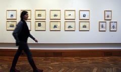 Olga Chernysheva walks past part of her Artes Mundi exhibit