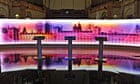 The lecterns for tonight's third leaders' debate between Gordon Brown, David Cameron and Nick Clegg