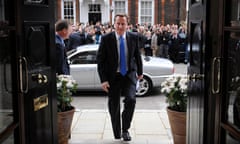 David Cameron arrives at St Stephen's Club in central London to give his press conference 
