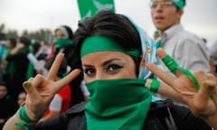 A supporter of Mir Hossein Mousavi in Iran