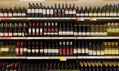 Cheap red wine on supermarket shelves 
