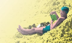 Man reading on a beach