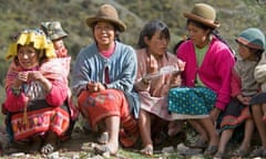 Local Peruvian people in traditional dress