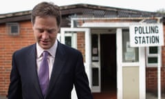 Nick Clegg votes in the AV referendum