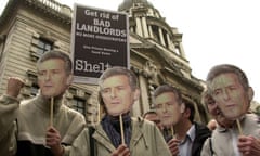Shelter supporters demonstrate against bad landlords, London, 2002.