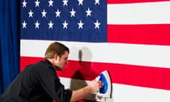 US flag being ironed