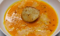 Angela Hartnett's pumpkin soup with a seared scallop