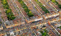 Ariel view of London housing