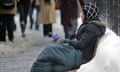 Homeless woman in the snow