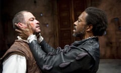 Dominic West (Iago) and Clarke Peters (Othello) in Othello