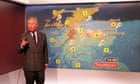 Prince Charles reads the weather forecast during a tour of BBC Scotland Headquarters in Glasgow