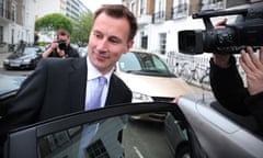 Jeremy Hunt leaves his central London home before giving evidence to the Leveson inquiry