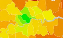 Map of swearing trends on Twitter in London