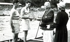 1948 Olympics Britain gold coxless pairs Wilson and Laurie receive their medals