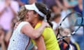 Kim Clijsters congratulates Laura Robson and says goodbye to the game