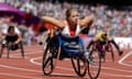 Hannah Cockroft wins the women's 100m T34 round 1 race