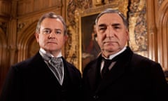 Hugh Bonneville, left, and Jim Carton in a publicity shot for Downton Abbey series three