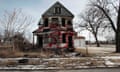 A vacant derelict property sits alone in an east side neighborhood once full of homes in Detroit, Michigan. The story of the decline of Detroit has become a symbol of the US economic situation.