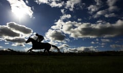 A runner makes its way to the start at Exeter racecourse, UK, on a lovely autumn afternoon.