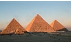 Pyramids of Giza at sunset