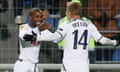 Anzhi Makhachkala v Tottenham Hotspur: Jermain Defoe celebrates with Lewis Holtby after scoring the first goal for Tottenham.