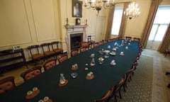 The empty cabinet table inside No 10 Downing Street