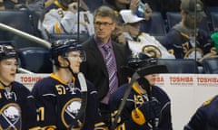 Buffalo Sabres head coach Ron Rolston watches his team lose to the Boston Bruins at First Niagara Center