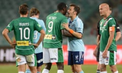 Sydney's Alessandro Del Piero and Newcastle's Emile Heskey