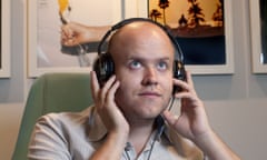 Daniel Ek of Spotify listens to music