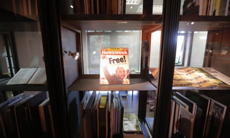 A collection of books and magazines with articles on Nelson Mandela is on display at the Nelson Mandela Centre of Memory in Johannesburg.
