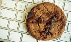 A cookie on a computer keyboard