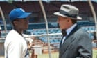 Chadwick Boseman as Jackie Robinson, left, and Harrison Ford as Branch Rickey in a scene from "42."