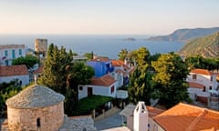 View over old town, Alonissos, Greek Islands