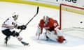 Chicago Blackhawks' Michael Frolik scores vs Detroit Red Wings