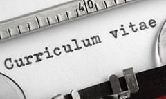 Curriculum vitae written on typewriter