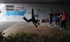 Young people breakdancing in Athens