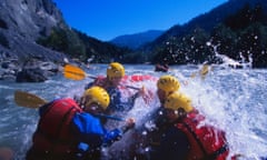 Whitewater rafting the Ruinaulta Rhine Gorge, Switzerland.