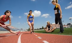 Runners warming up before a race