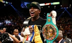 Floyd Mayweather Jr. celebrates