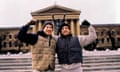 A scene from the movie Rocky on the steps of the Public Art Gallery in Philadelphia.