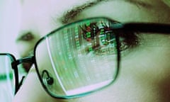 Females Face with Spectacles Reflecting a Computer Screen Display of Stock Market Prices