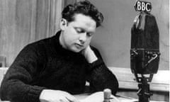 Dylan Thomas with BBC microphone