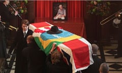 Coffin of Ronnie Biggs at Golders Green crematorium