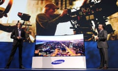 Michael Bay and Samsung's Joe Stinziano at CES