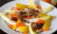 Kipper, carrot, orange and chicory salad with honey
