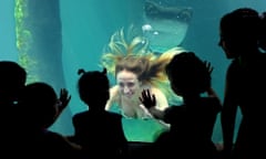 A performer dressed as a mermaid at the Sao Paulo's aquarium