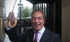 UK Independence Party (UKIP) leader Nigel Farage arrives at Parliament on October 13.