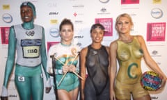 women with body paint at women in sports award