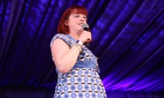 Angela Barnes on stage at the Latitude festival 2014